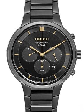 New SEIKO Quartz Solar Dial Men's Watch • Black • SSC441